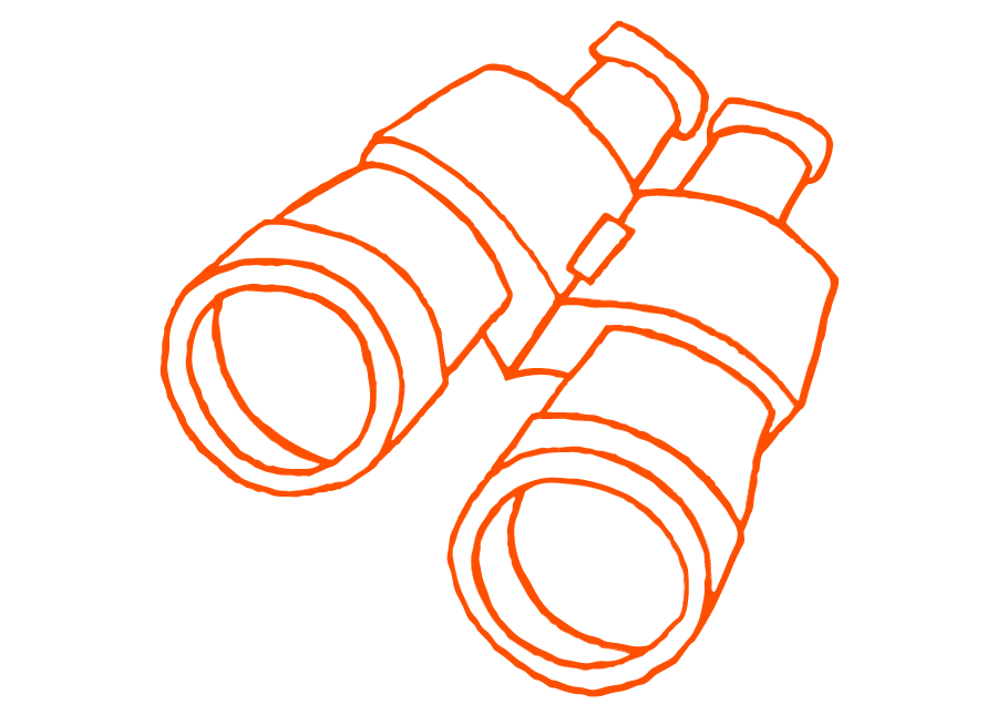 a white outline of a pair of binoculars