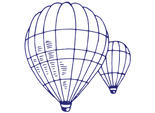 a white and blue hot air balloons