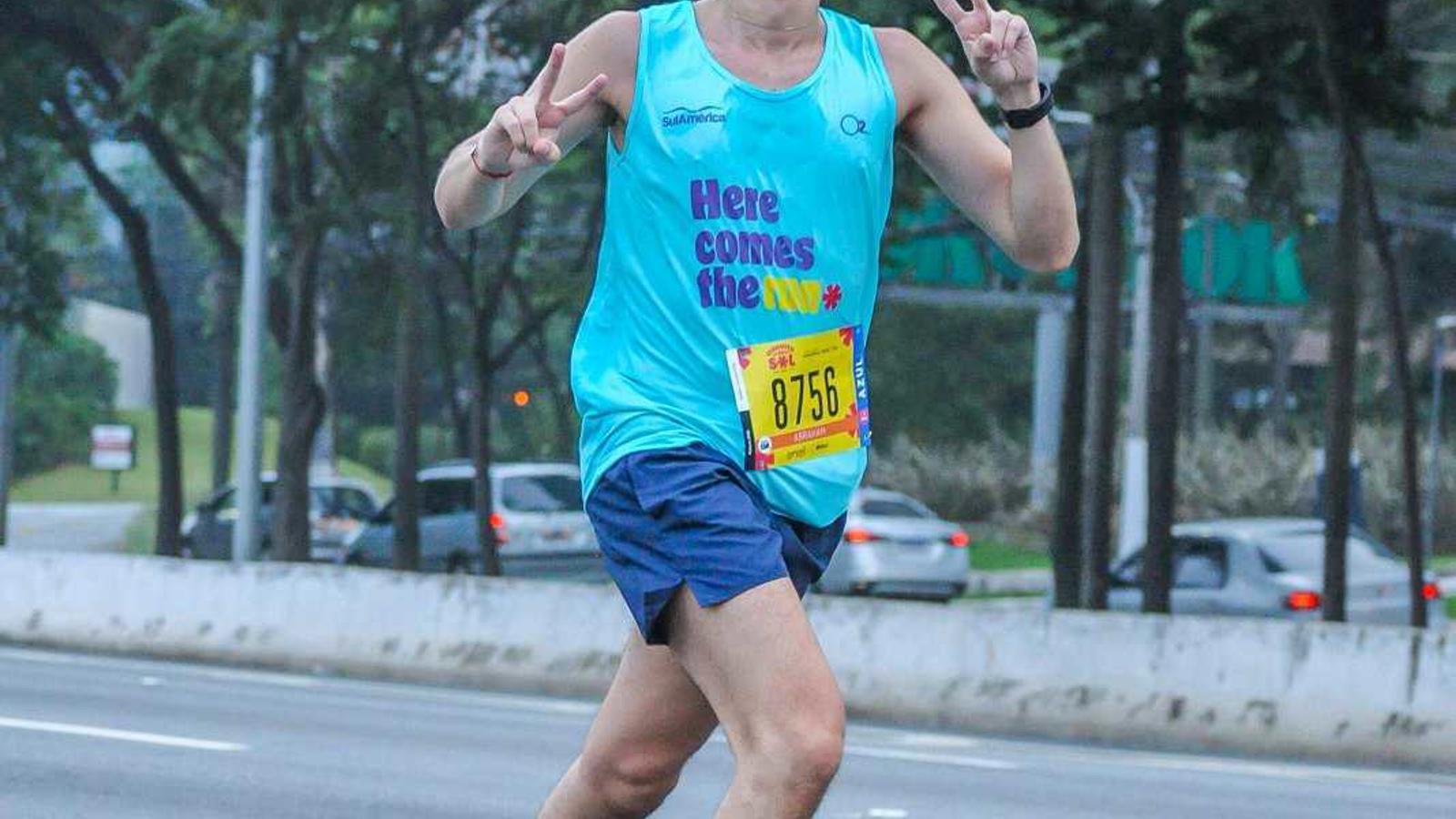 a man running in a race
