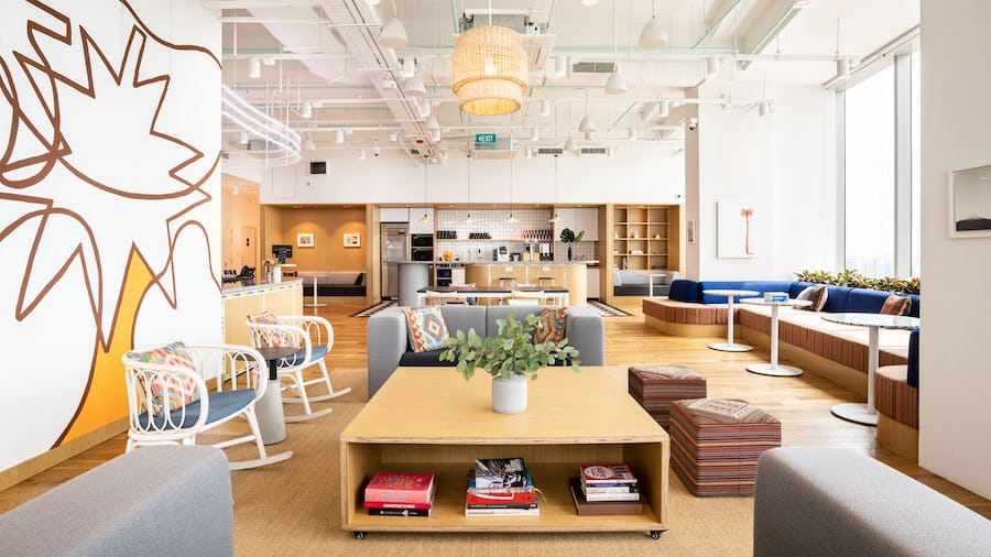 a room with a table and chairs