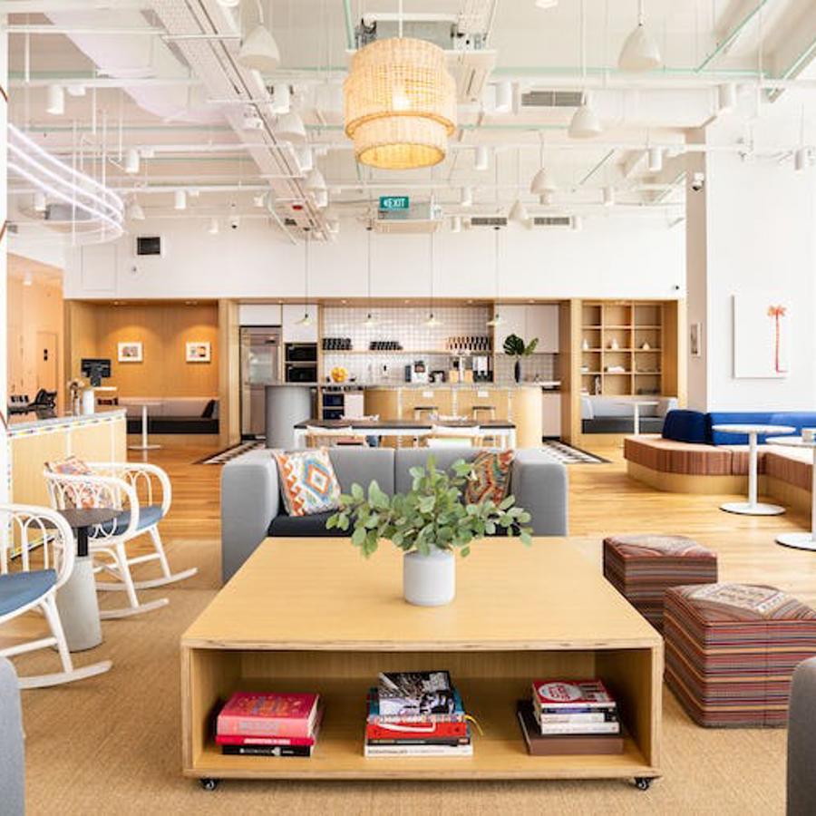 a room with a table and chairs