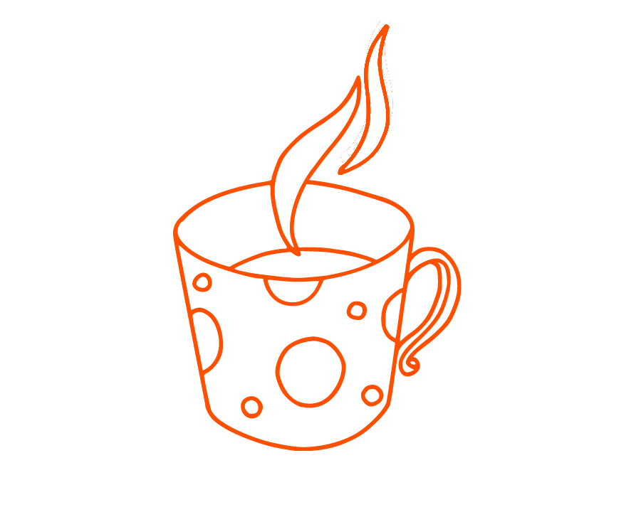 a drawing of a cup with a steam coming out of it