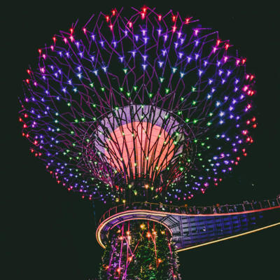 a large structure with lights