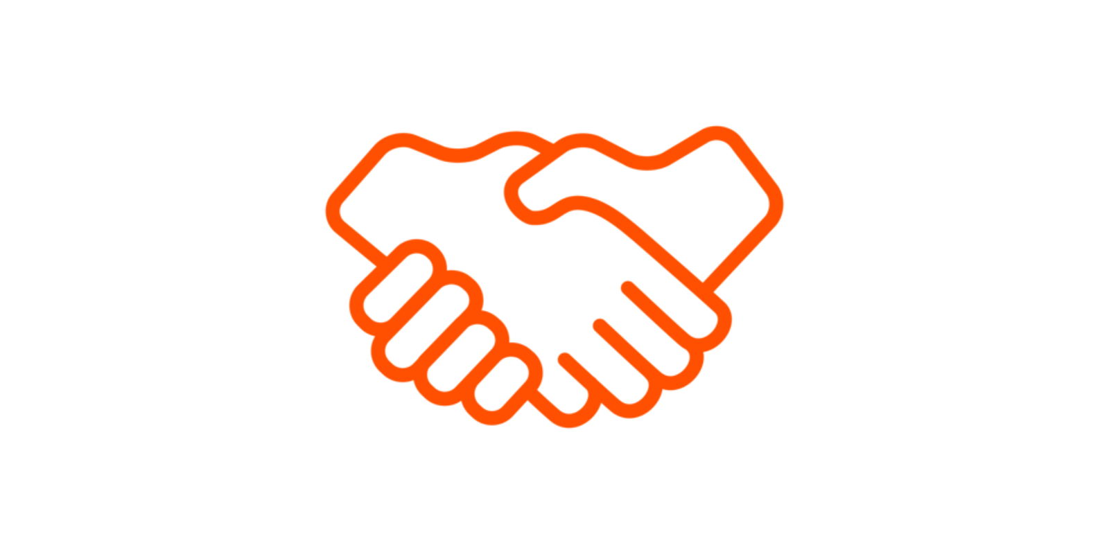 a handshake with orange outline