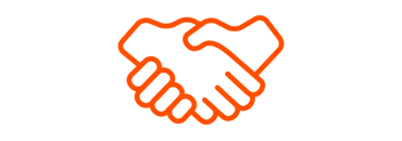 a handshake with orange outline