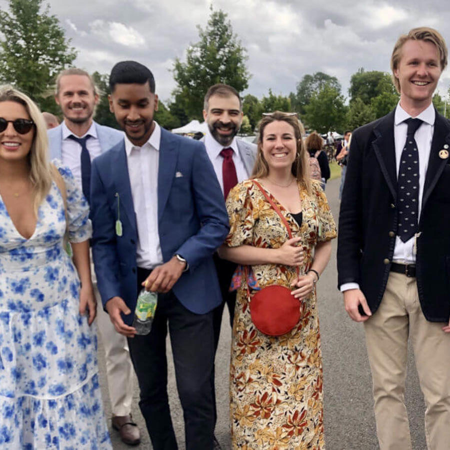 a group of people posing for a photo