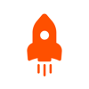 a red rocket with a white circle