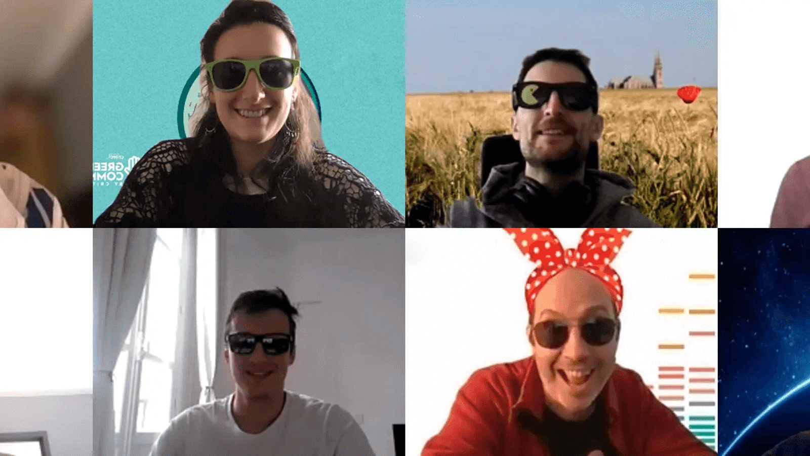 a collage of people wearing sunglasses