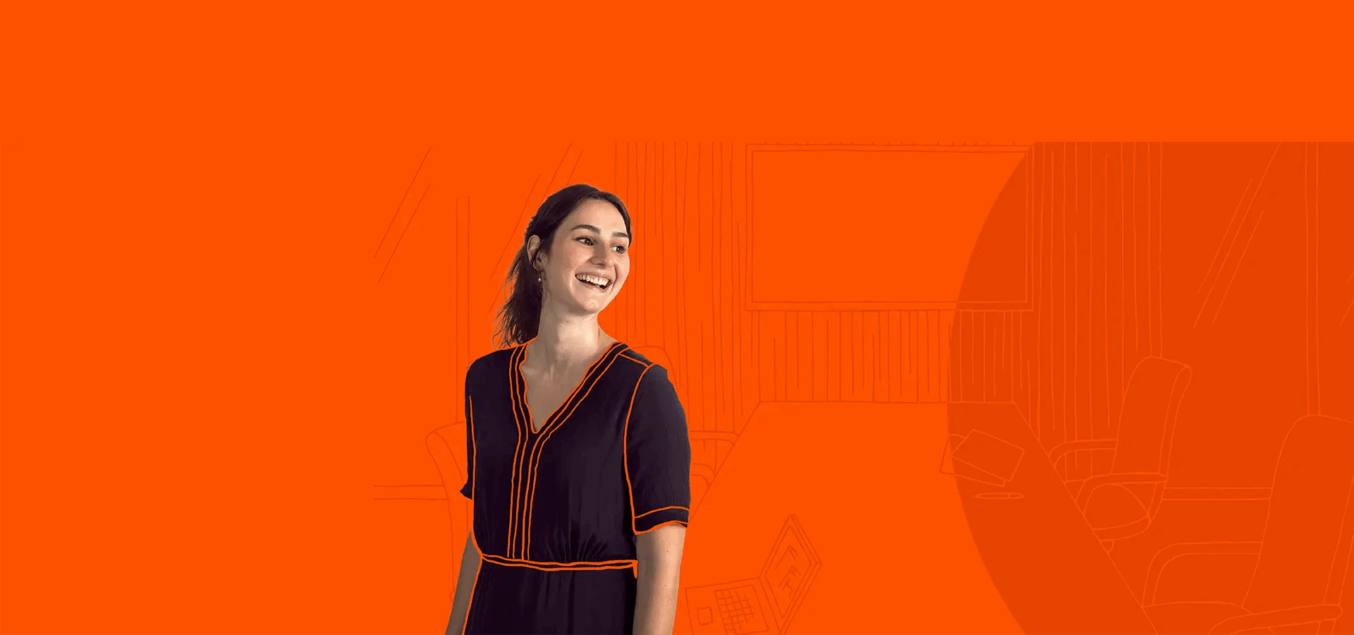 a woman smiling in a room