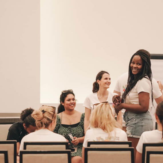 a group of women in a room