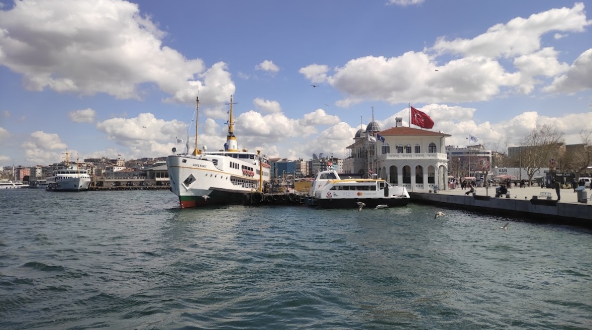 a boat docked at a dock