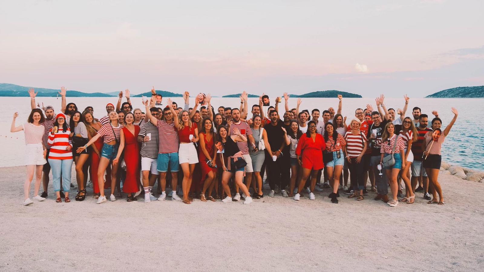a group of people posing for a photo
