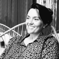 a woman sitting in a chair