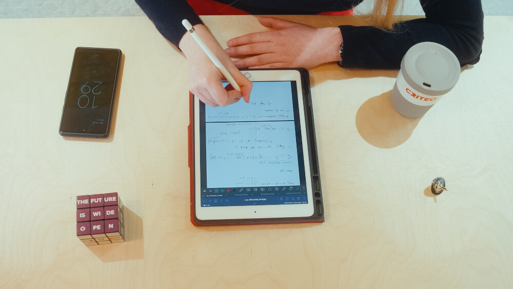 a person using a tablet