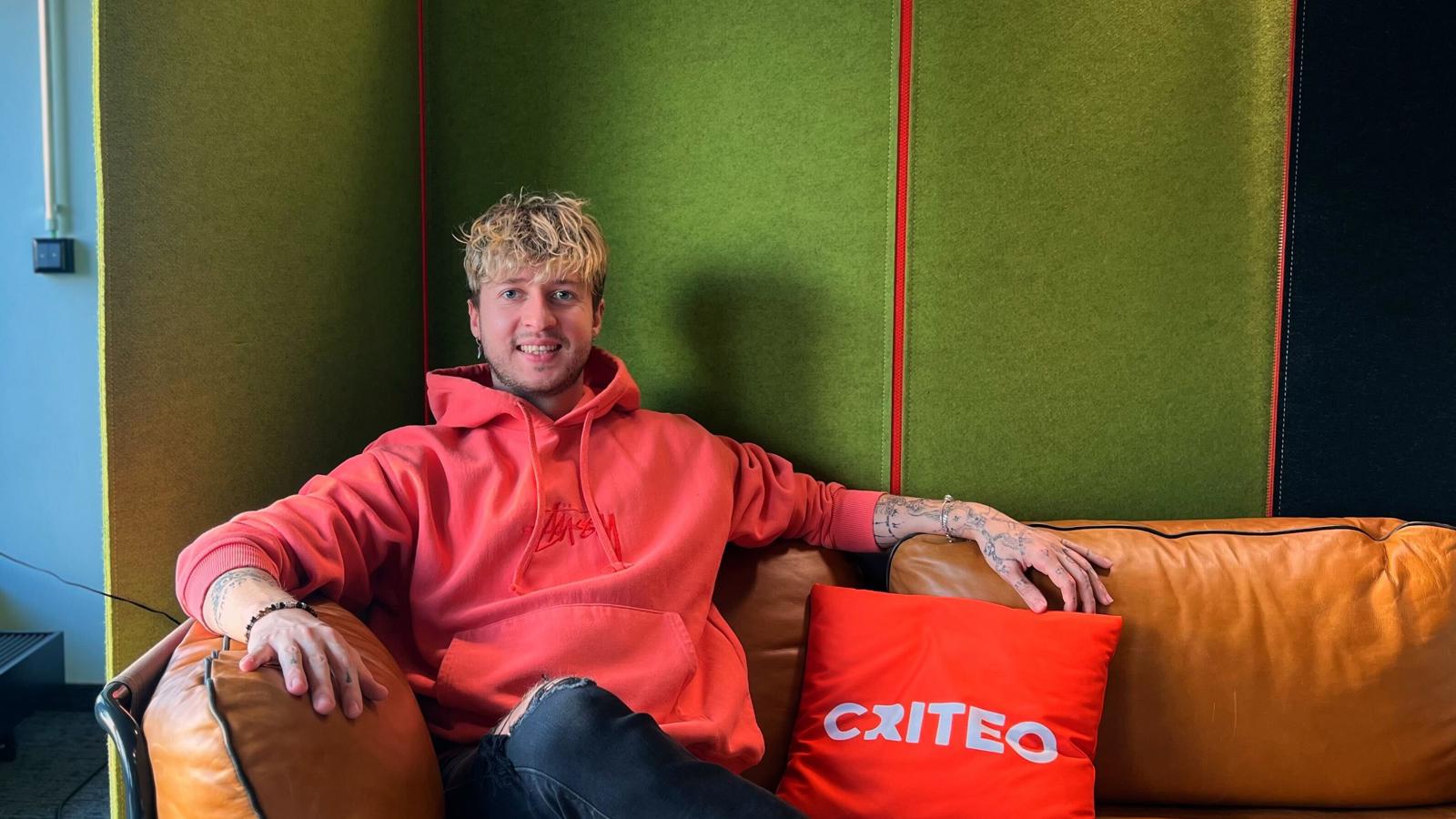 a man sitting on a couch