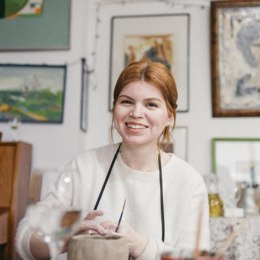 a woman smiling at camera