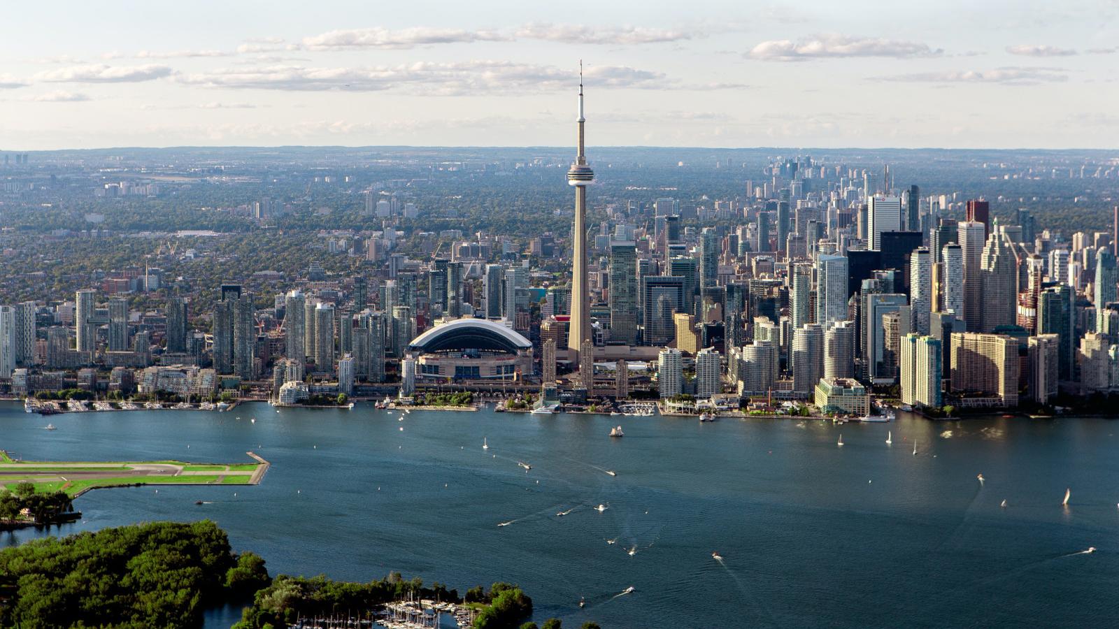 a city with a body of water